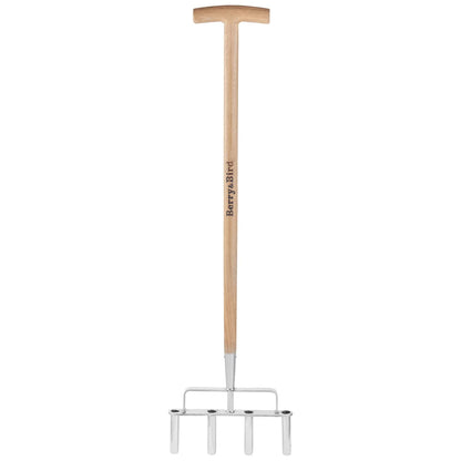 Garden Tools Lawn Coring Aerator Tool 40 inch 4 Core Plug with Wooden Handle